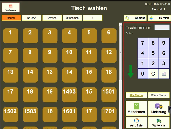 nubePOS – Tischauswahl